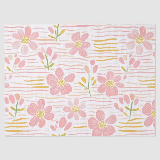 Papier Mousseline Fleur pastel rétro (6) (Recto)