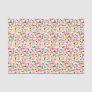 Papier Mousseline Fleur Plumeria rose et blanc