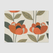 Fleur rétro orange botanique gras 70 vintage flora