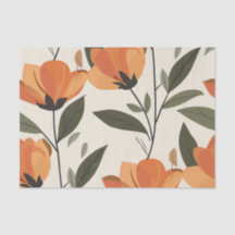 Fleur rétro orange botanique gras 70 vintage flora