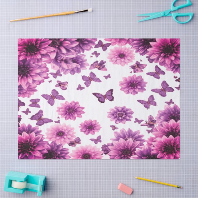 Papier Mousseline Fleur Romantique Rose (Artisanat)