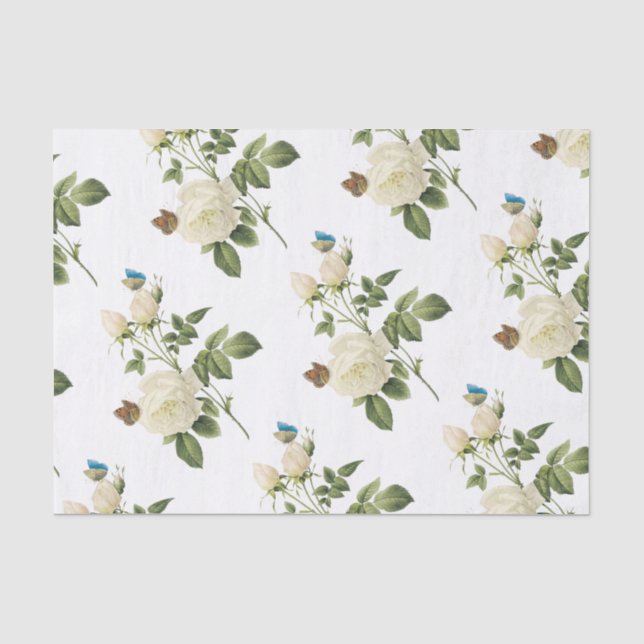 Papier Mousseline Fleur rose avec Motif papillon (Recto)