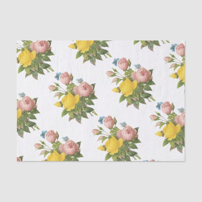 Papier Mousseline Fleur rose avec Motif papillon (Recto)