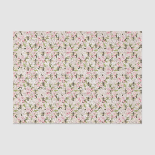 Papier Mousseline Fleur rose d'abeille (Recto)