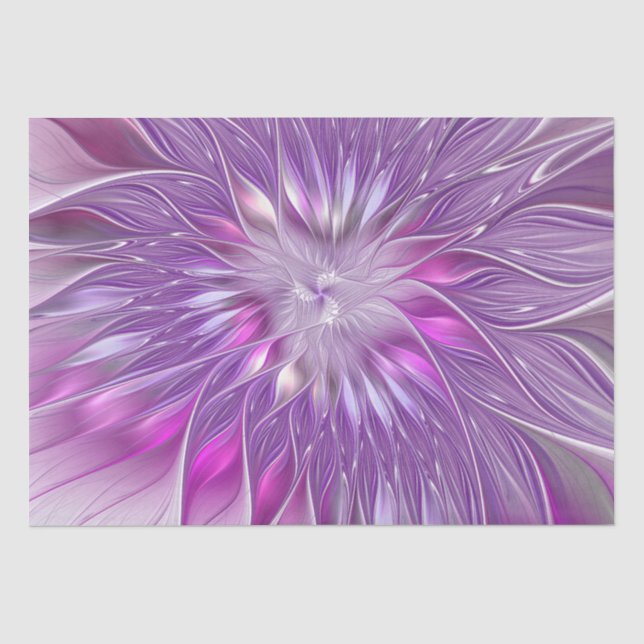 Papier Mousseline Fleur Rose Violet Passion Abstrait Art Fractal (Recto)