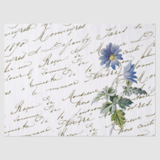 Papier Mousseline Fleur sauvage bleu Vintage en français