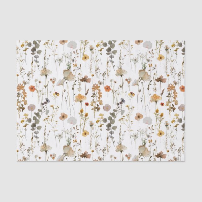 Papier Mousseline Fleur Sauvage Boho (Recto)