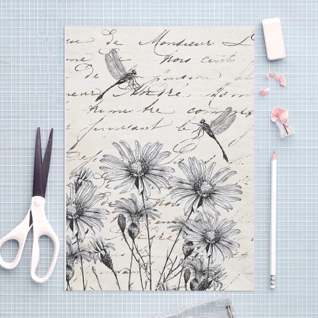 Papier Mousseline Fleur sauvage de script français Dragonfly Decoupa (Créateur téléchargé)