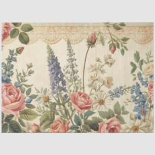 Papier Mousseline Fleur sauvage et découpage de rose antique Cottage