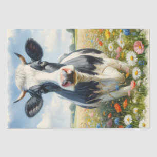 Papier Mousseline Fleur sauvage Holstein Dairy Cow Decoupage