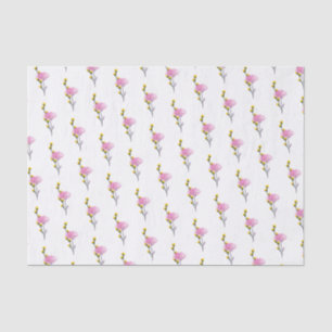 Papier Mousseline Fleur sauvage Motif rose et jaune simple Floral
