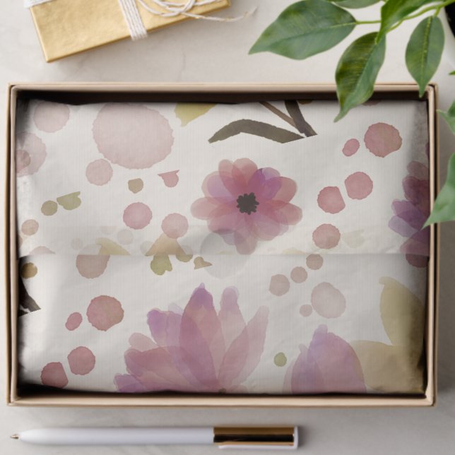Papier Mousseline Fleur sauvage rose aquarelle  (Créateur téléchargé)