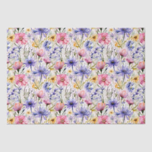 Papier Mousseline Fleur sauvage rose bleu rose motif floral
