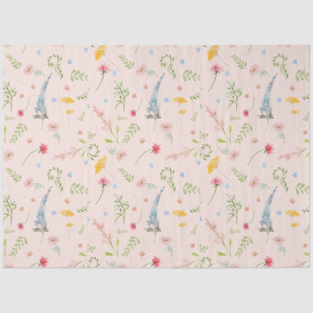 Papier Mousseline Fleur sauvage Rose Floral Fleurs Jaunes Découpage (Recto)