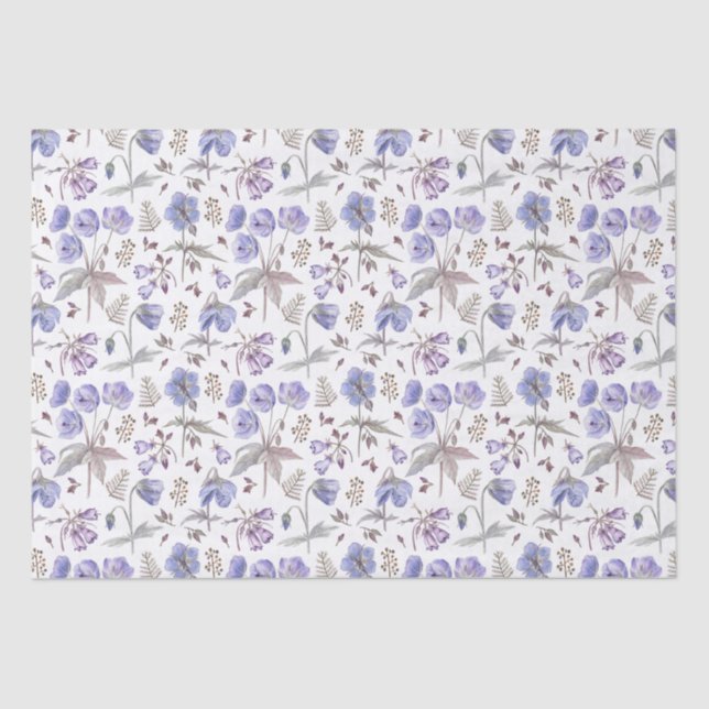 Papier Mousseline Fleur sauvage violette aquarelle élégante et stylé (Recto)