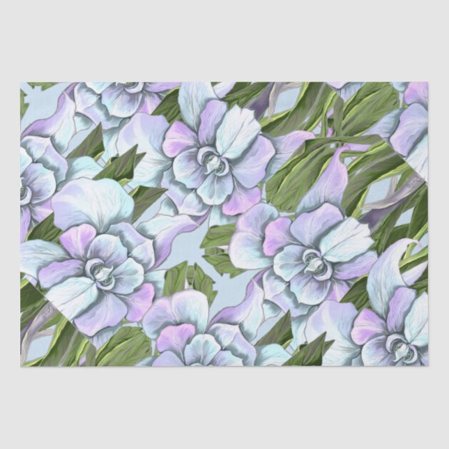 Papier Mousseline Fleur Smeraldo (Recto)