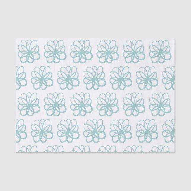 Papier Mousseline Fleur spontanée - Bleu clair Vert (Recto)