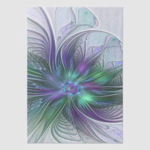 Papier Mousseline Fleur vert violet Art Abstrait moderne Fractal