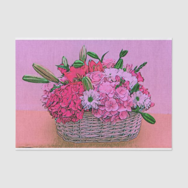 Papier Mousseline Fleurit la peinture de panier (Recto)