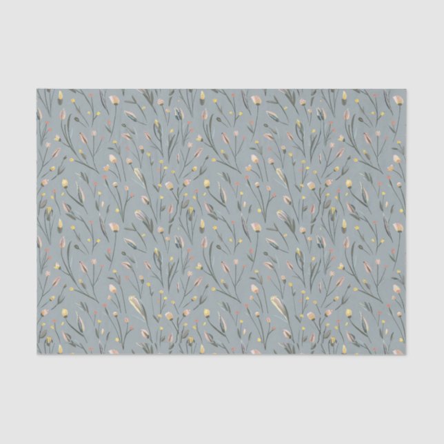 Papier Mousseline Fleuron jaune rose d'aquarelle moderne2 (Recto)