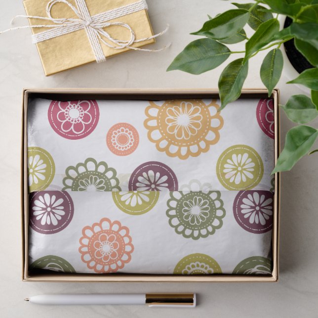 Papier Mousseline Fleurs à pois -  (Cadeau)