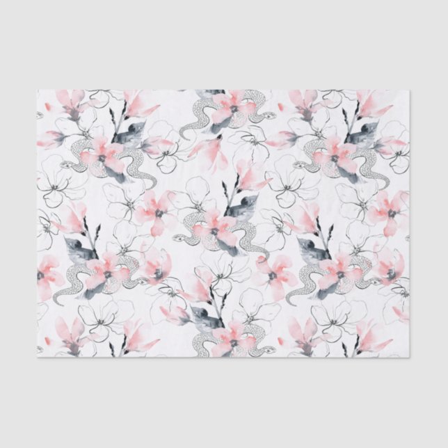 Papier Mousseline Fleurs abstraites et serpents de cornouiller de (Recto)