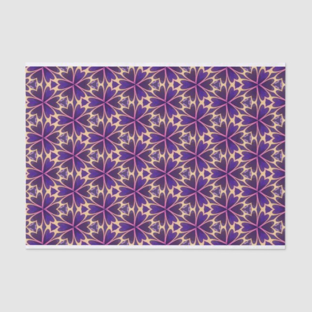 Papier Mousseline Fleurs Abstraites rose or (Recto)