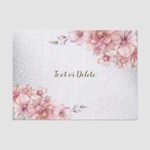 Papier Mousseline Fleurs Aquarelles Roses Pailletées Brillantes Mode