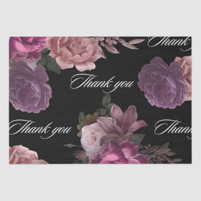 Papier Mousseline Fleurs aquarelles sombres et mystérieuses, douche  (Recto)