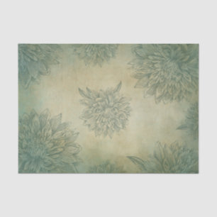 Papier Mousseline Fleurs Arrière - plans vintages Gris Vert