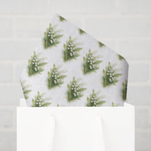 Papier Mousseline Fleurs blanches de muguet aquarelle