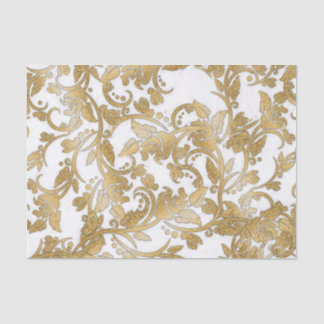 Papier Mousseline Fleurs blanches de parties scintillantes d'or chic
