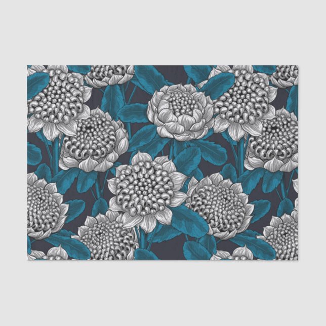 Papier Mousseline Fleurs blanches de waratah (Recto)