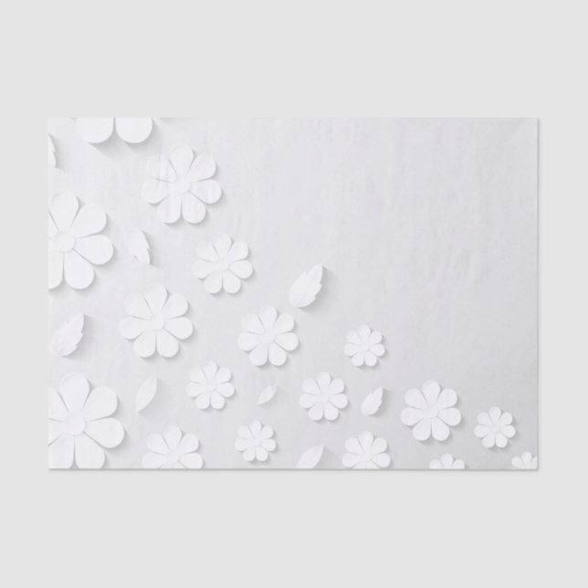Papier Mousseline Fleurs blanches délicates (Recto)
