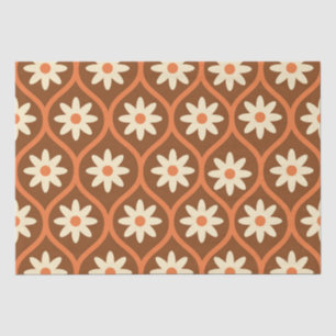 Papier Mousseline Fleurs blanches rétro sur oignon Vintage Brown