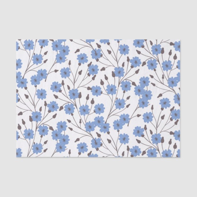 Papier Mousseline Fleurs bleues (Recto)