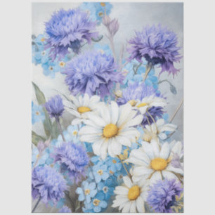 Papier Mousseline Fleurs bleues et marguerites éthérées Découpage