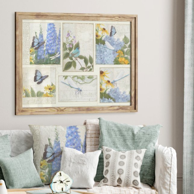 Papier Mousseline Fleurs bleues Fleurs de soleil Dragonfly Craft Déc (Créateur téléchargé)