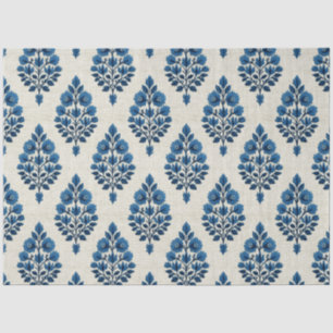 Papier Mousseline Fleurs bleues sur le découpage Motif en lin