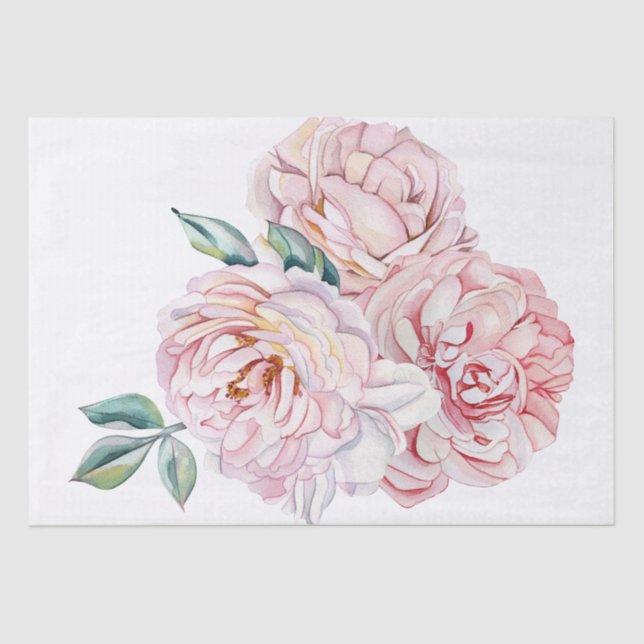 Papier Mousseline Fleurs Boho Rose rose Aquarelle (Recto)