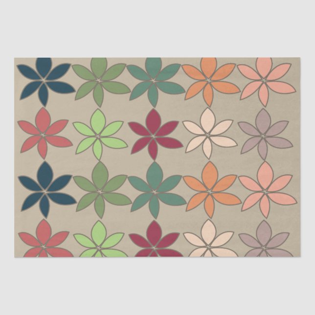 Papier Mousseline Fleurs Colorées (Recto)
