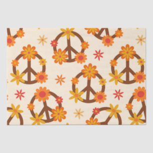 Papier Mousseline Fleurs colorées groovy rétro sur des signes de pai