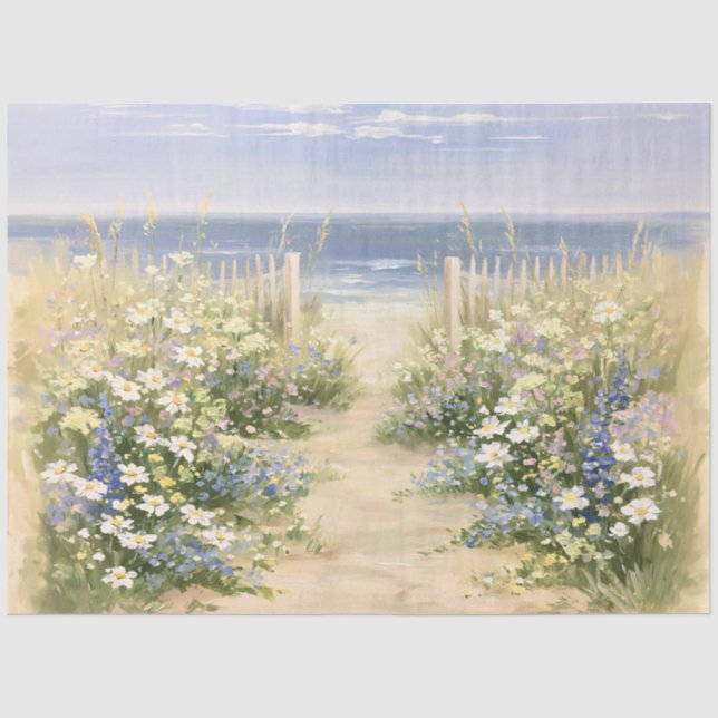 Papier Mousseline Fleurs côtières impressionnistes Decoupage (Recto)