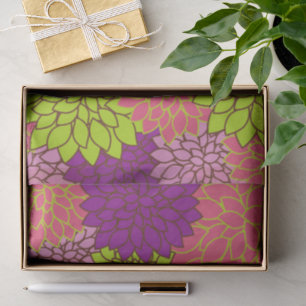 Papier Mousseline Fleurs Dahlia, Fleurs Colorées, Motif Floral