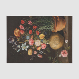 Papier Mousseline Fleurs dans un vase de terre de Clara Peeters
