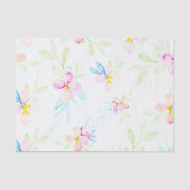 Papier Mousseline Fleurs d'aquarelle rose (Recto)