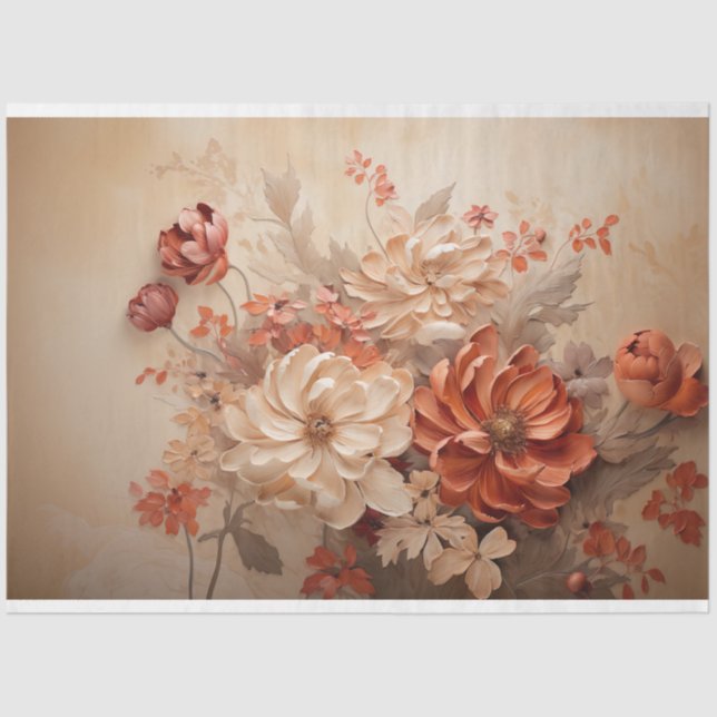 Papier Mousseline Fleurs d'automne, floral mixte multimédia (Recto)