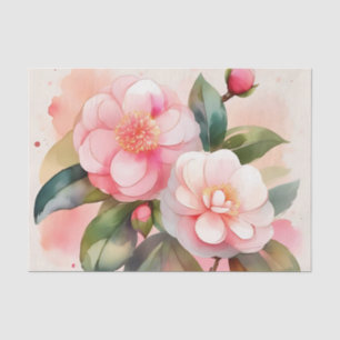 Papier Mousseline Fleurs de Camellia Rose