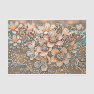 Papier Mousseline Fleurs de cerisier beige vintage