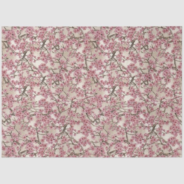 Papier Mousseline Fleurs de cerisiers roses asiatiques (Recto)